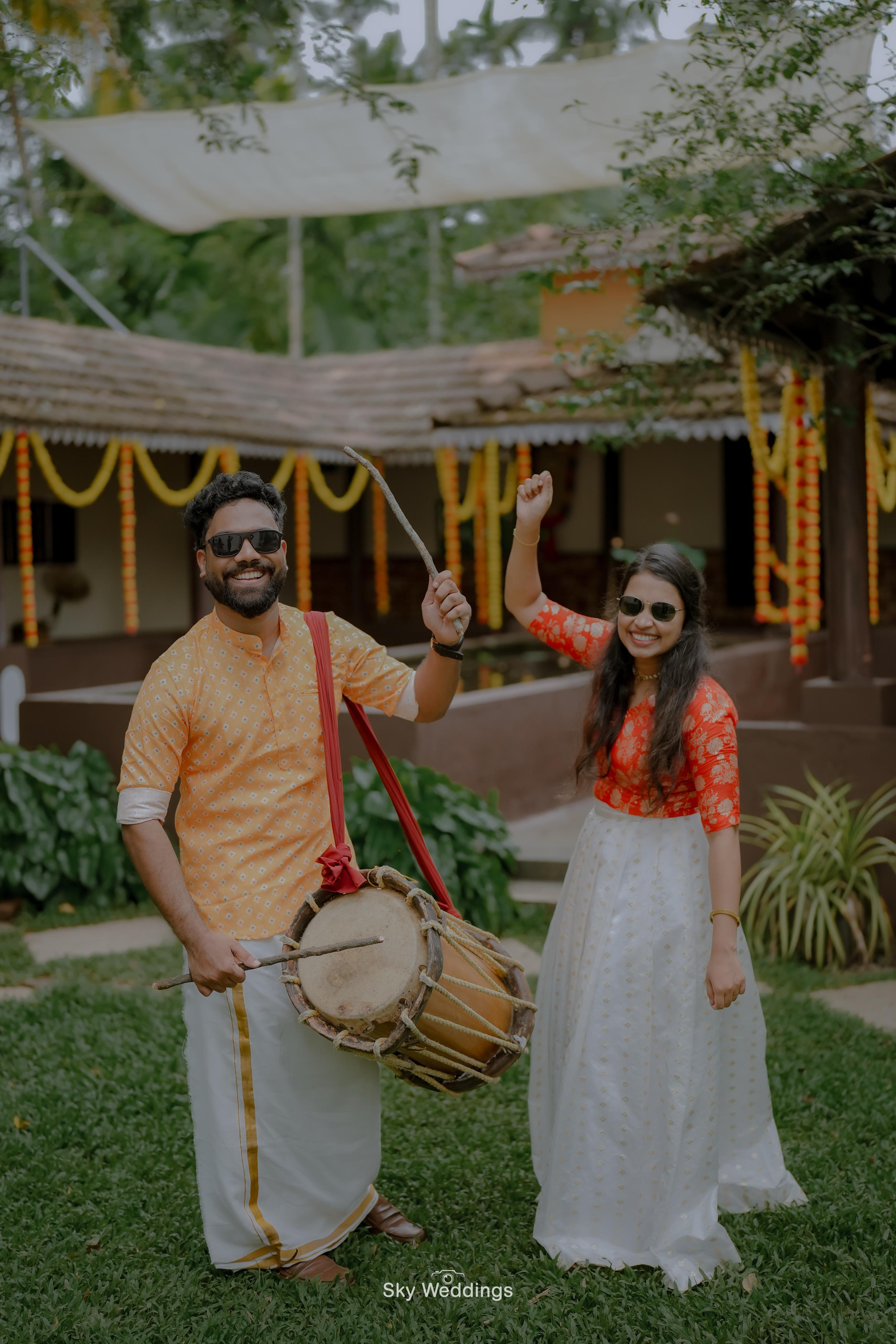 Celebrating together with a traditional drum